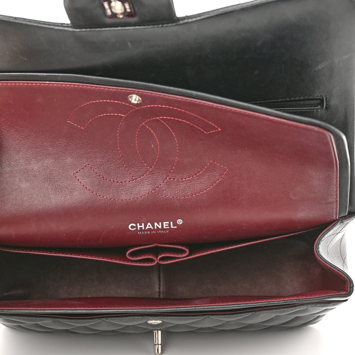 Lambskin Quilted Jumbo Double Flap Black