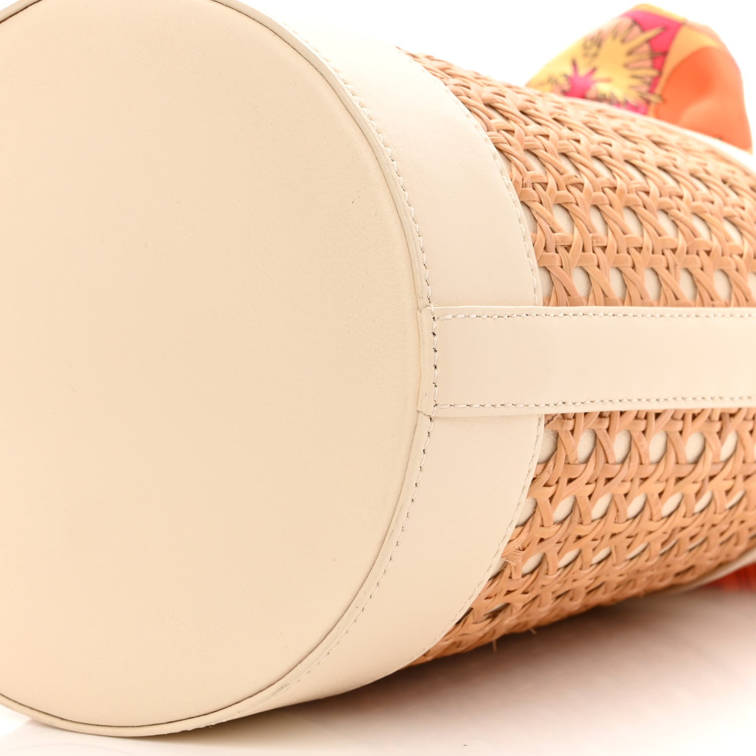 Bulgari Vienna Straw Calfskin Satin Medium Serpenti Forever Bucket Bag Ivory Opal Beetroot Spinel Fuchsia 9 of 10