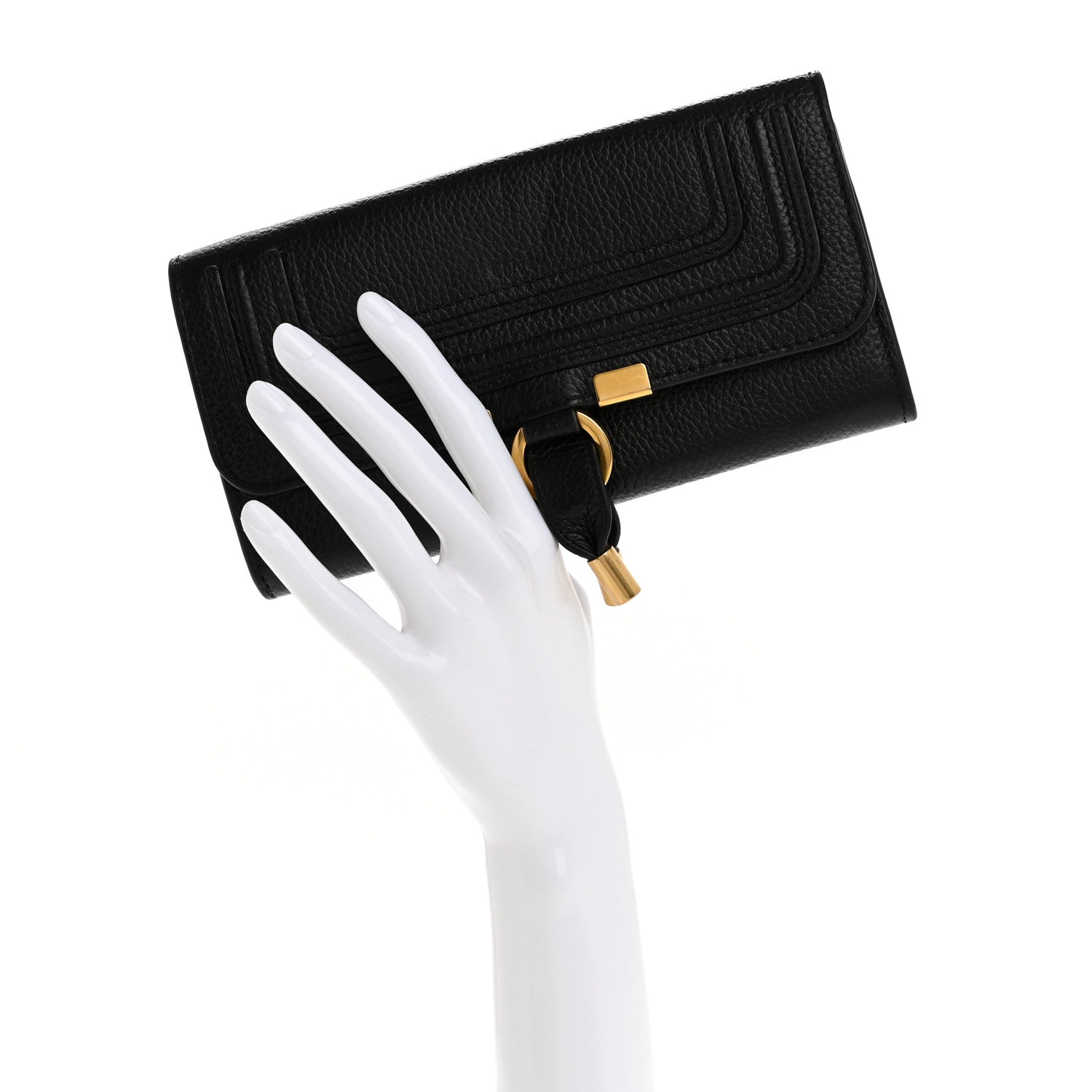 Chloe Calfskin Marcie Continental Flap Wallet Black 2 of 14