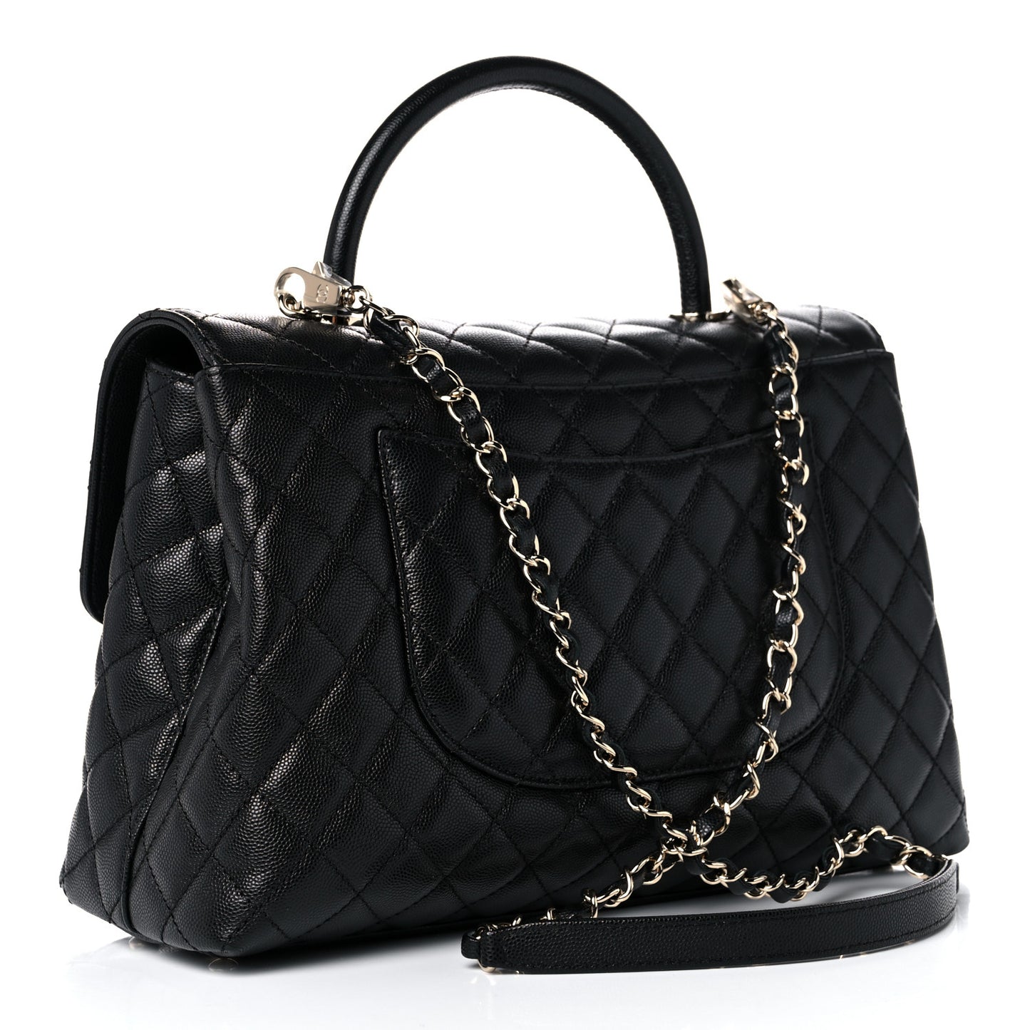 Caviar Quilted Medium Coco Handle Flap Black