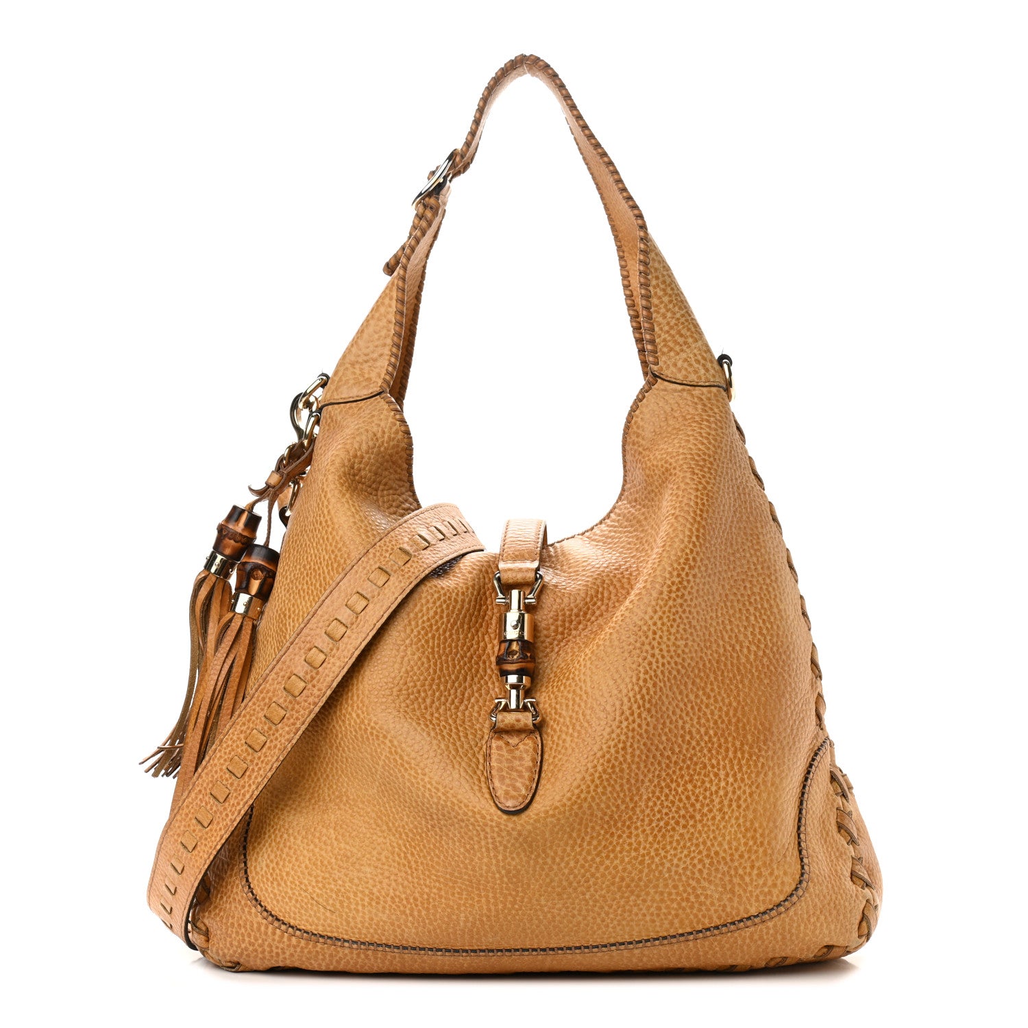 Gucci Pebbled Calfskin Large New Jackie Shoulder Bag Brown 1 of 17