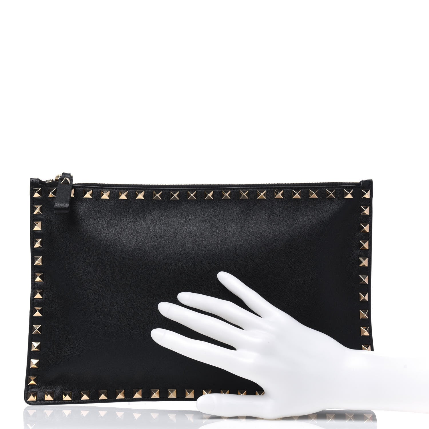 Valentino Garavani Vitello Large Rockstud Zip Pouch Black 2 of 9