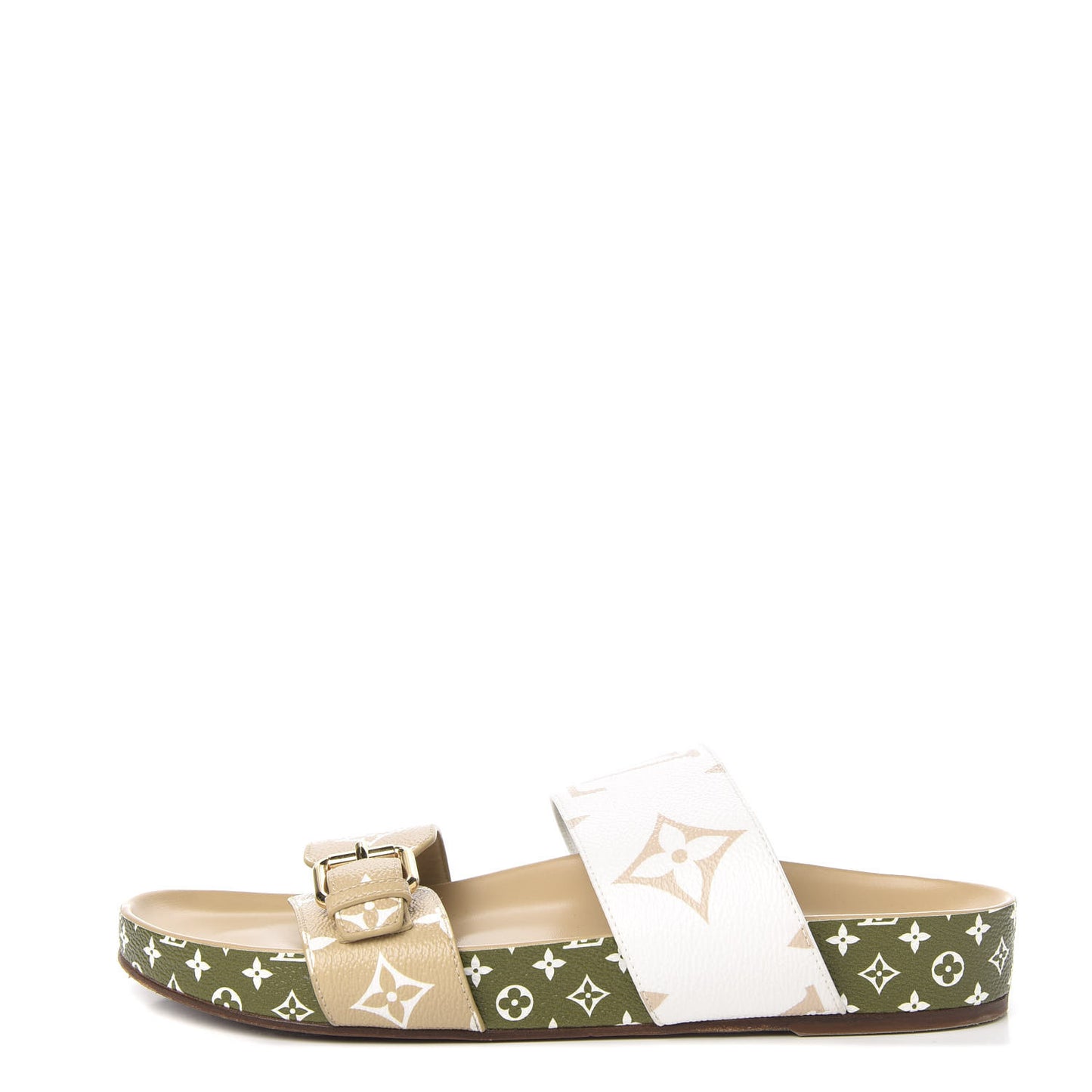 Monogram Giant Bom Dia Flat Mule Sandals 40 White Moka