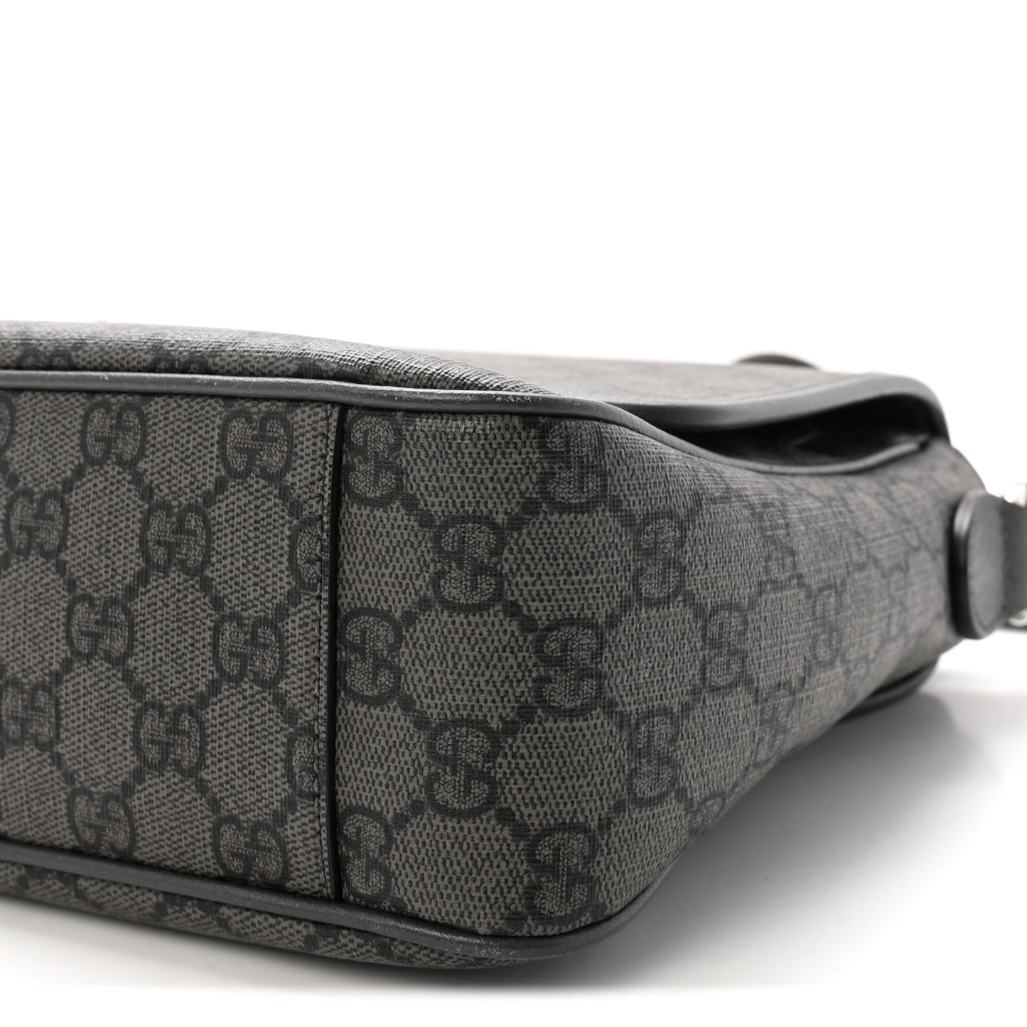 Tender GG Supreme Monogram Textured Dollar Calfskin Ophidia Messenger Bag Grey Black Graphite Grey
