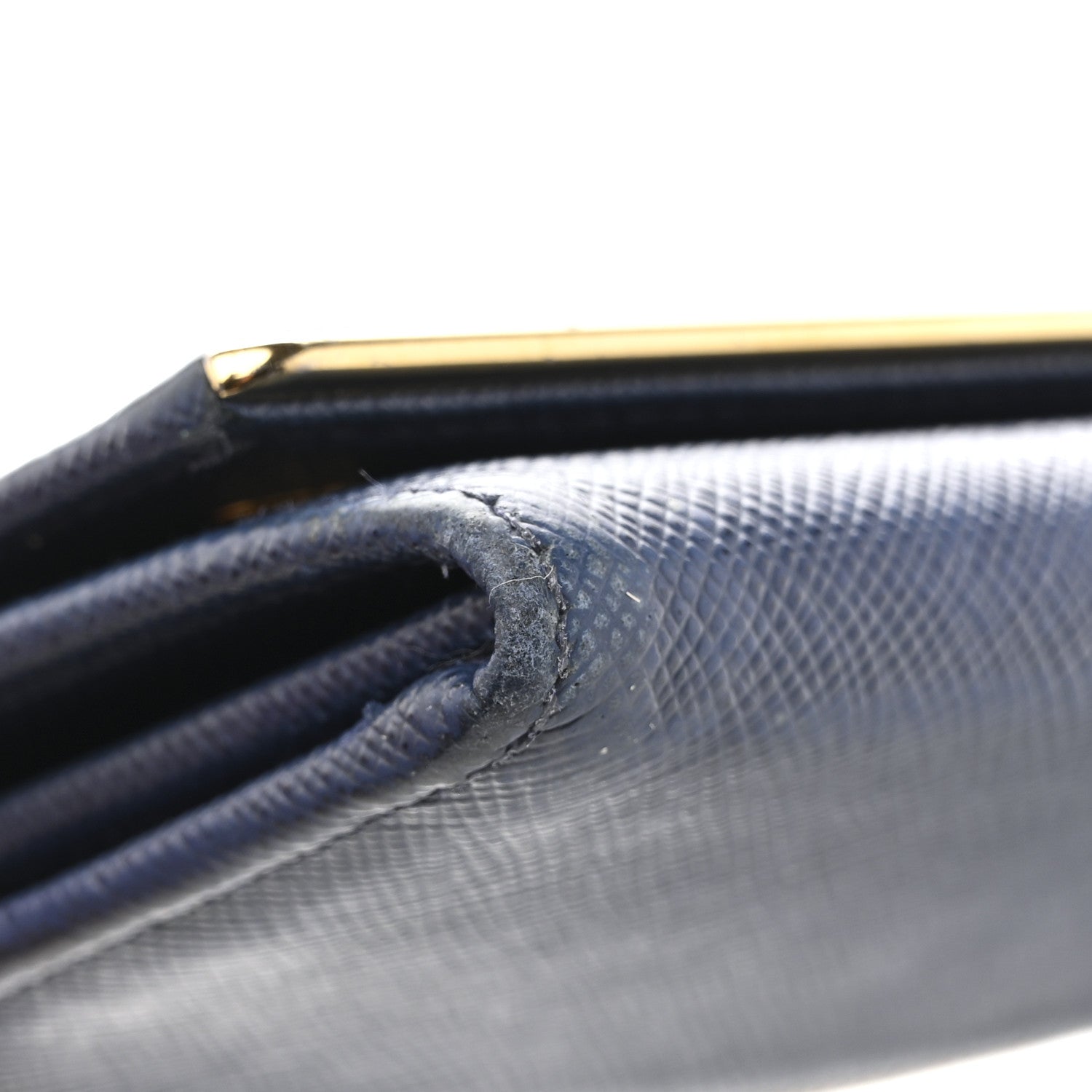 Prada Saffiano Metal Bar Continental Flap Wallet Bluette 10 of 11