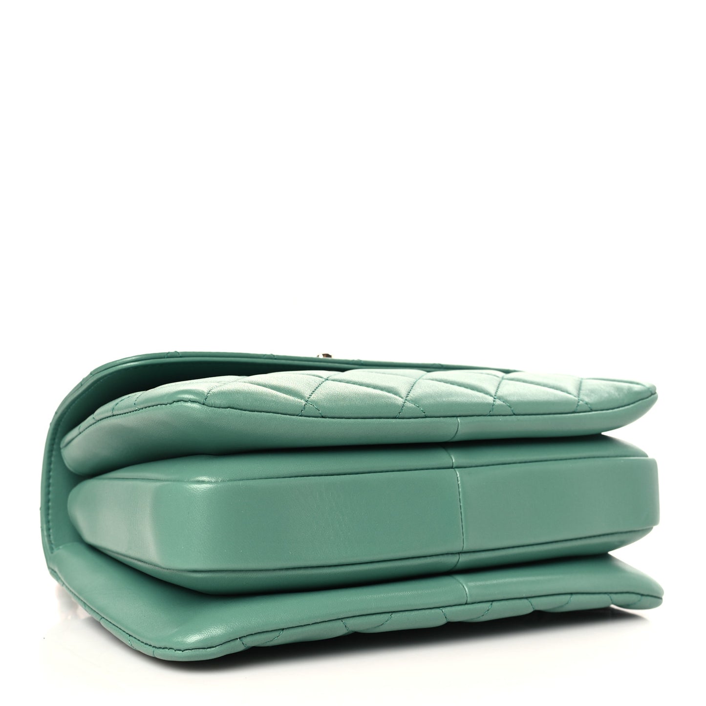 Lambskin Quilted Small Trendy CC Flap Dual Handle Bag Dark Green