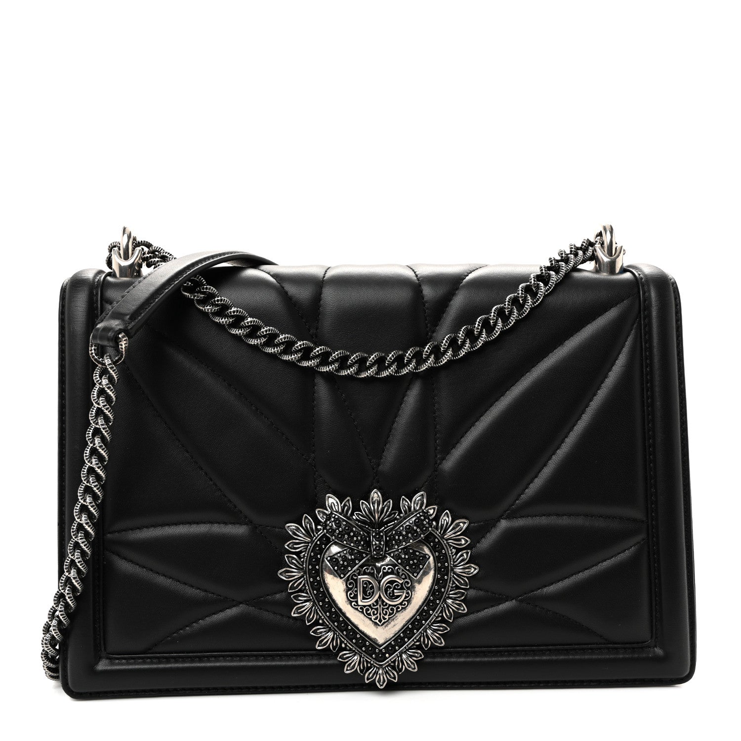 Dolce & Gabbana Calfskin Large Devotion Crossbody Bag Black 1 of 9