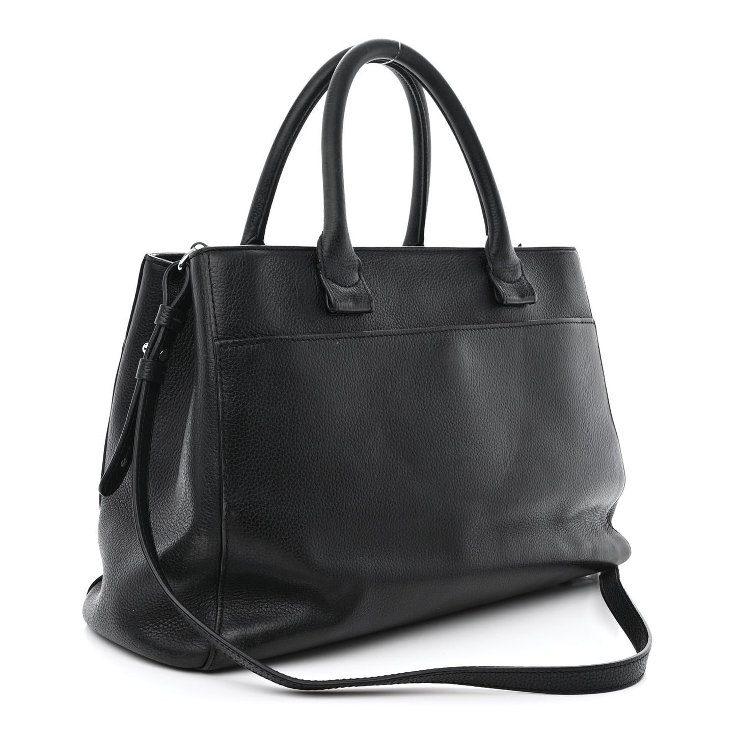 Grained Calfskin Small Neo Executive Shopper Tote Black