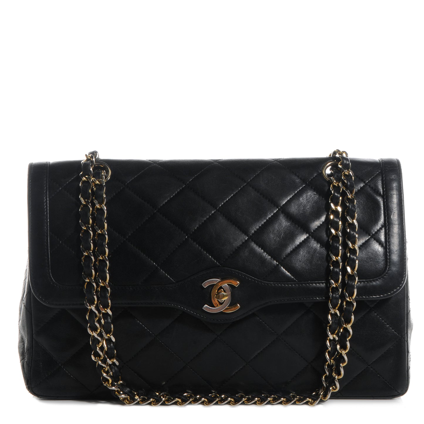 Lambskin Medium Double Flap Black