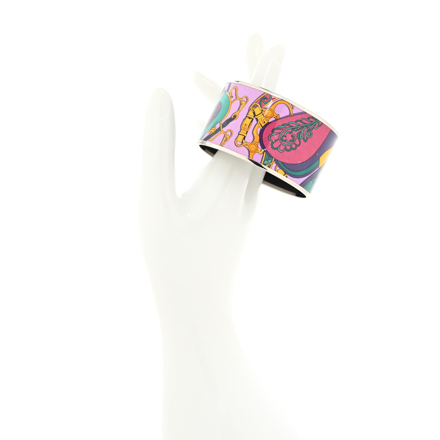 Hermes Enamel Printed Extra Wide Festival des Amazones Bracelet 70 Vie D Artiste 2 of 5