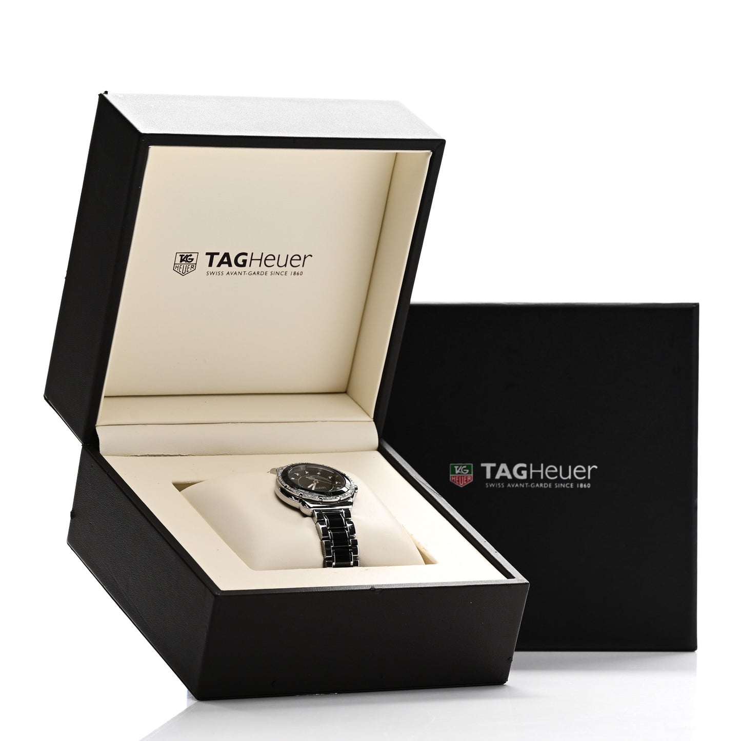 Stainless Steel Ceramic Diamond Bezel 32mm Formula 1 Lady Quartz Watch Black WAH1312