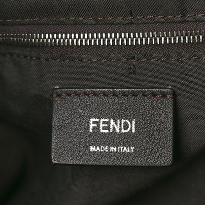 Fendi Glazed Fabric Vitello Century FF 1974 Stamp Patch Shopping Tote Mogano Panna Black 6 of 10