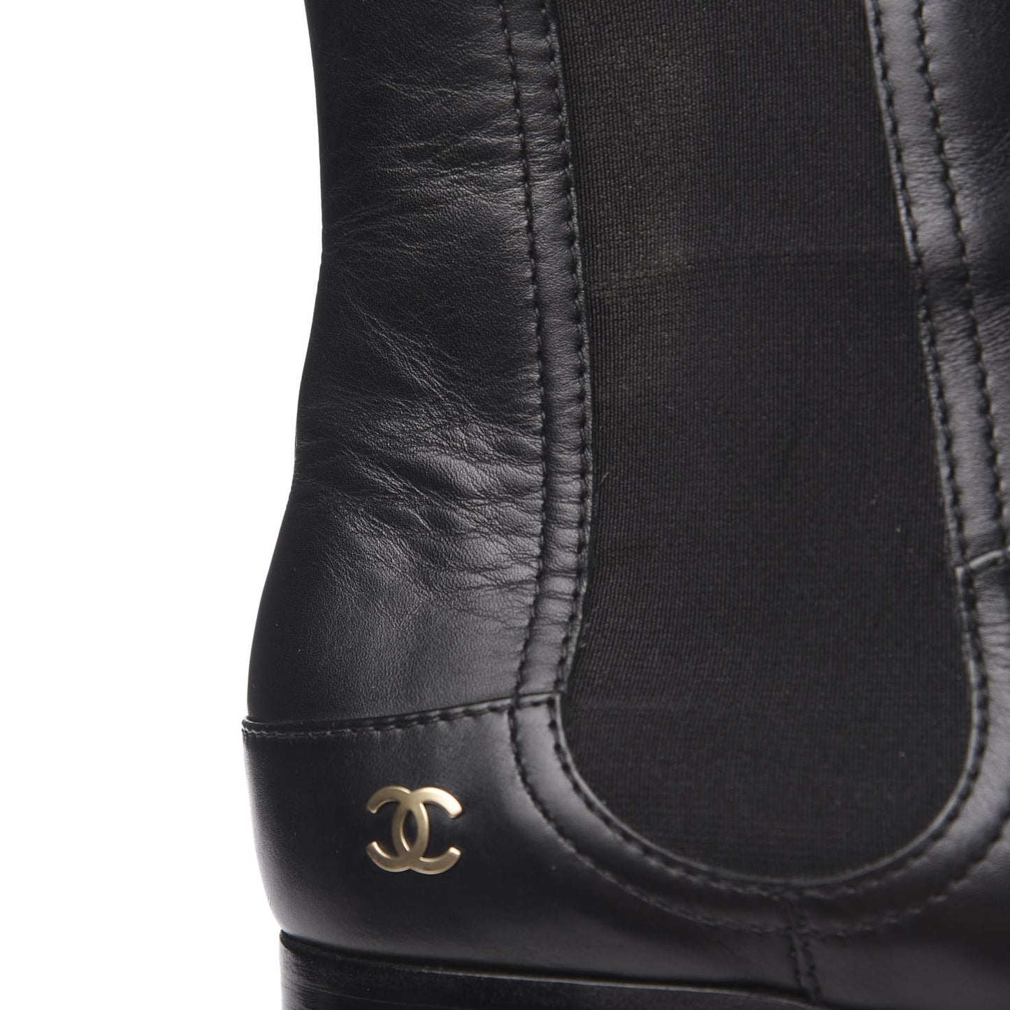 Calfskin Elastic Short Boots 39.5 Black
