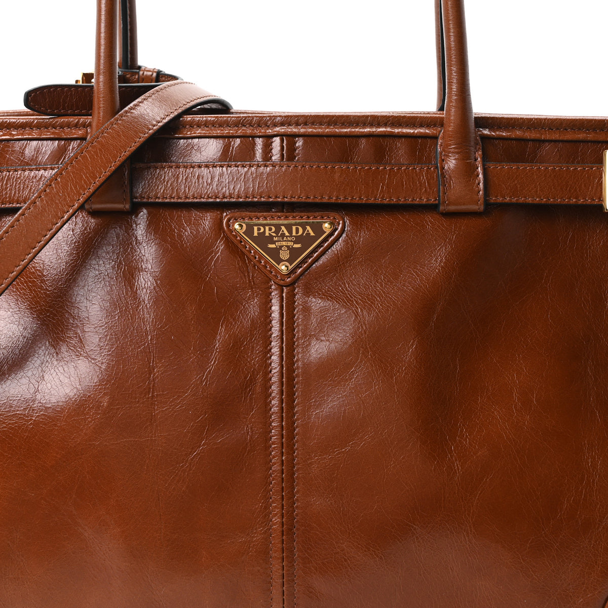 Glossy Calfskin Triangle Large Bonnie Shoulder Bag Palissandro