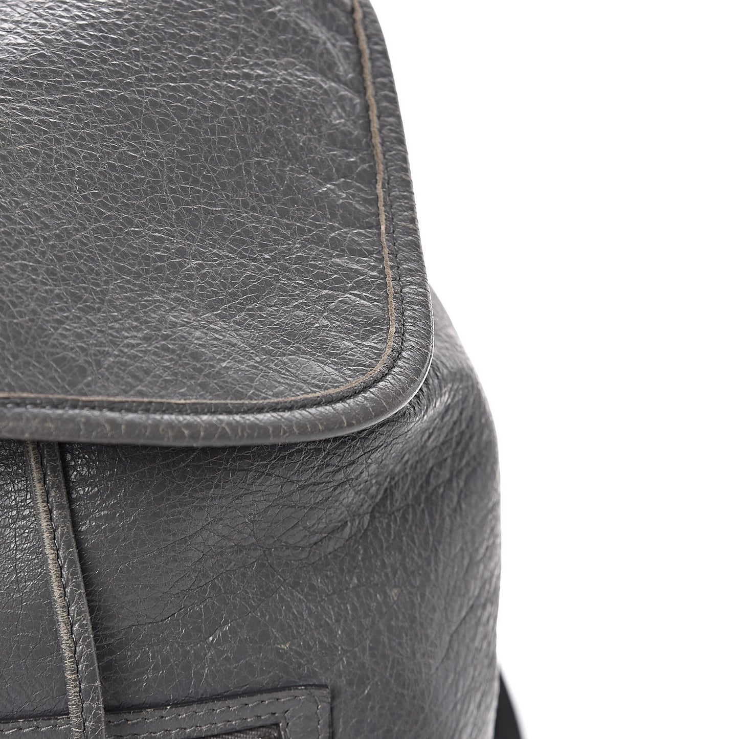 Agneau Silver Metallic Edge Hardware Backpack Gris Cendre