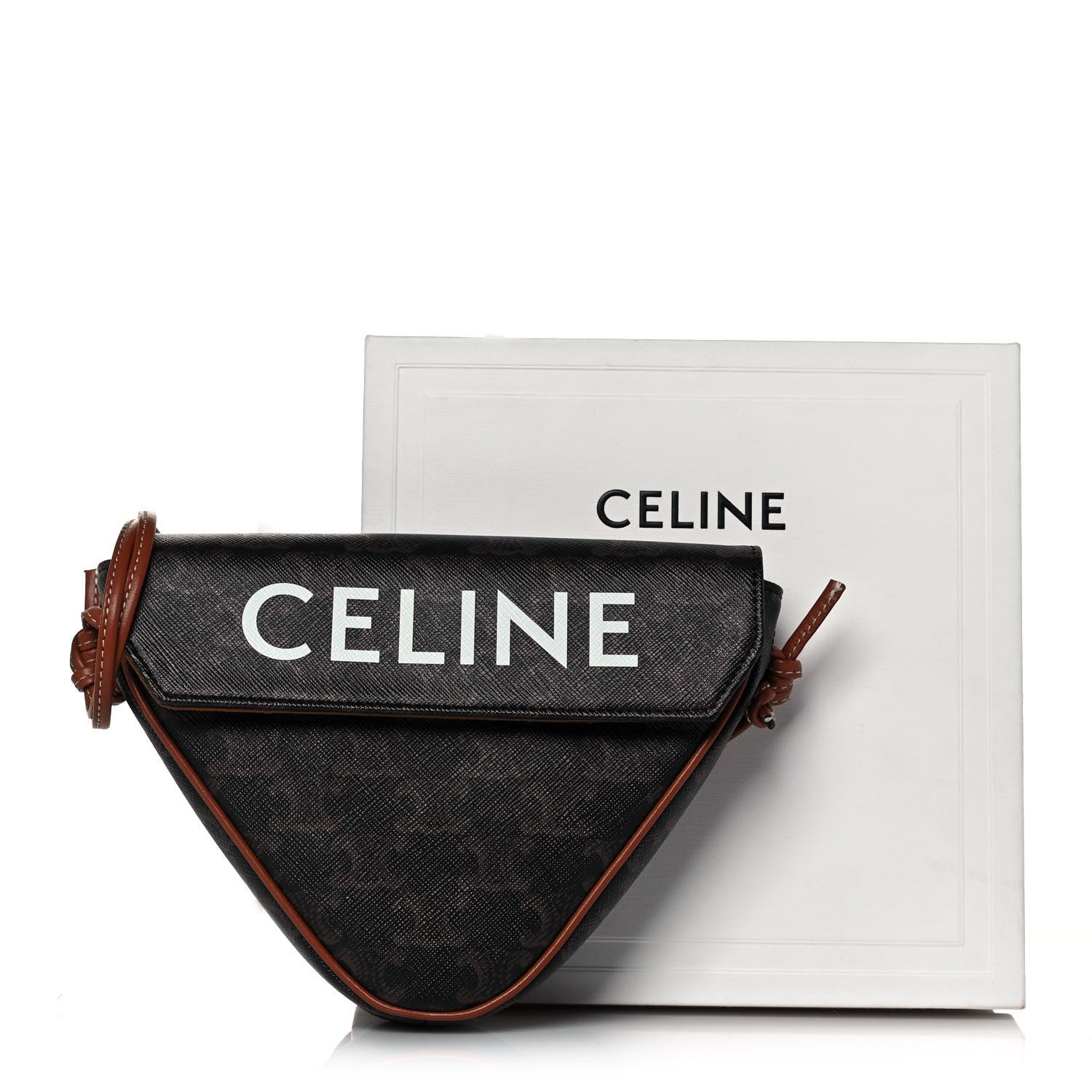 Celine Triomphe Canvas Triangle Crossbody Bag Tan 15 of 15