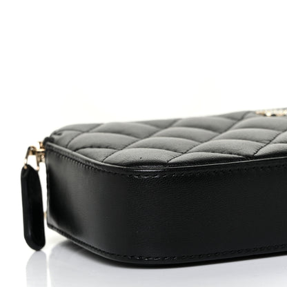 Chanel Iridescent Lambskin Quilted Pearl Clutch With Chain Black 9 of 10