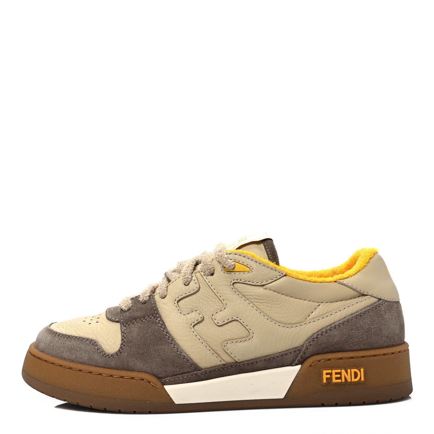 Fendi Calfskin Suede Fendi Match Low Top Sneakers 39 Dodo Straw Yellow 1 of 9