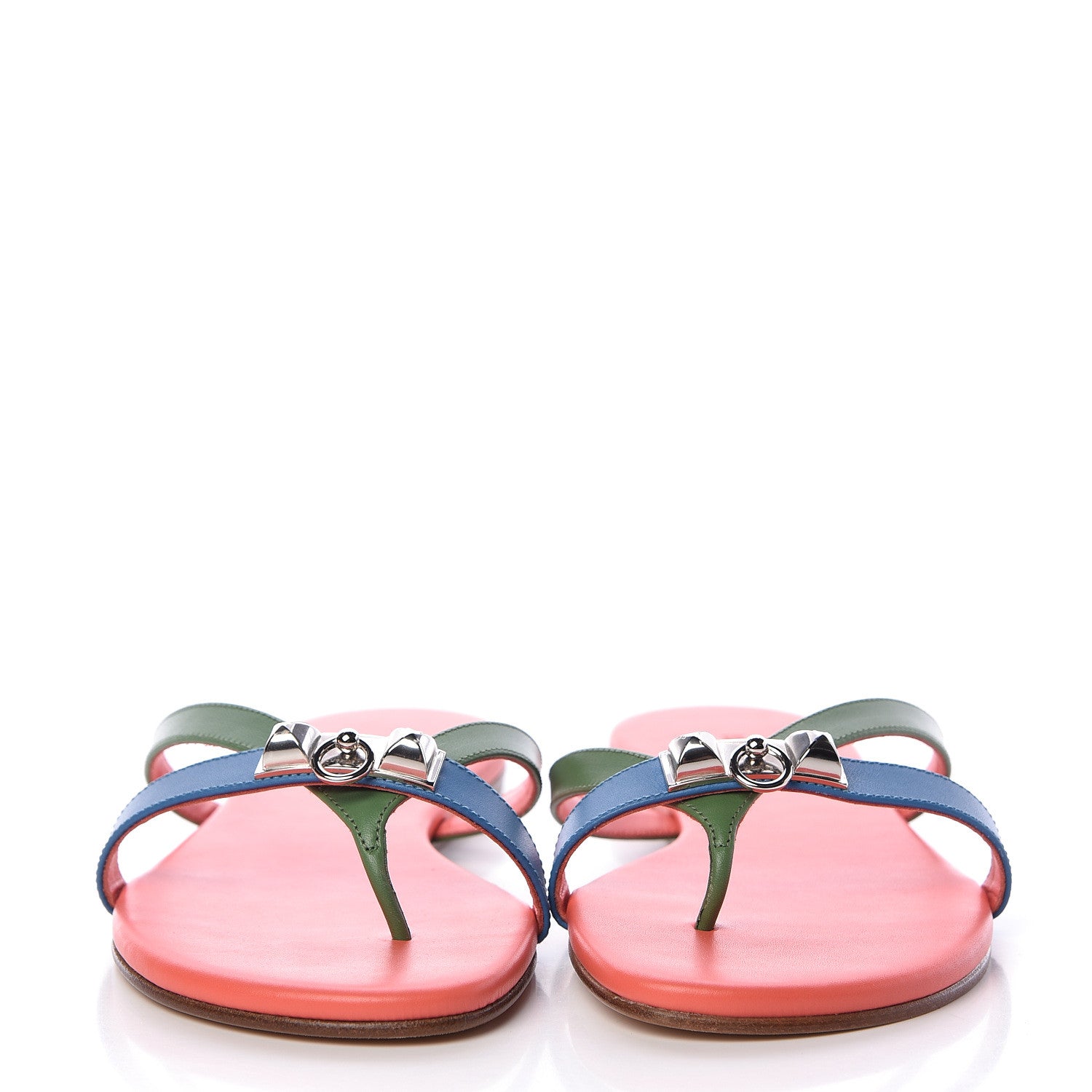 Hermes Nappa Calfskin Corfou Sandals 37 Multicolor Celeste 2 of 9