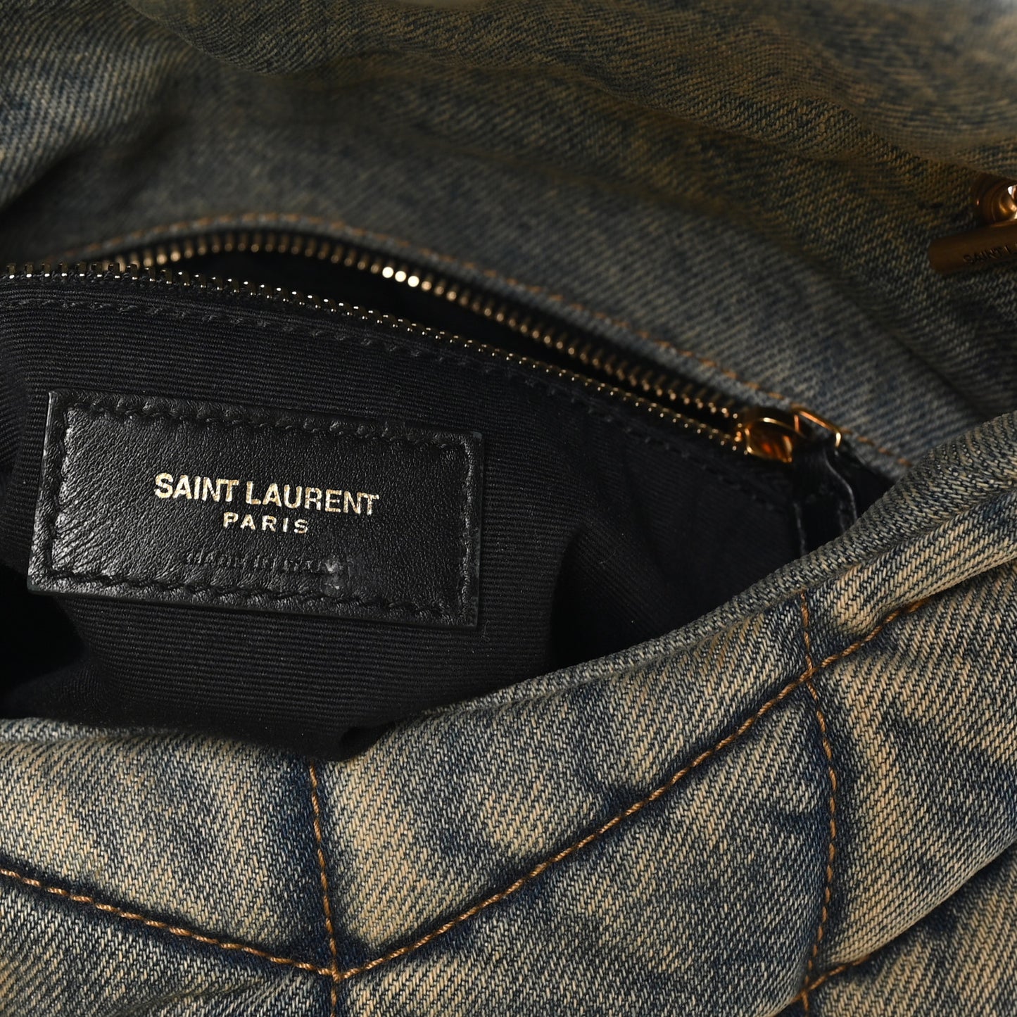 Denim Quilted Small Loulou Puffer Monogram Chain Satchel Blue Cinnamon