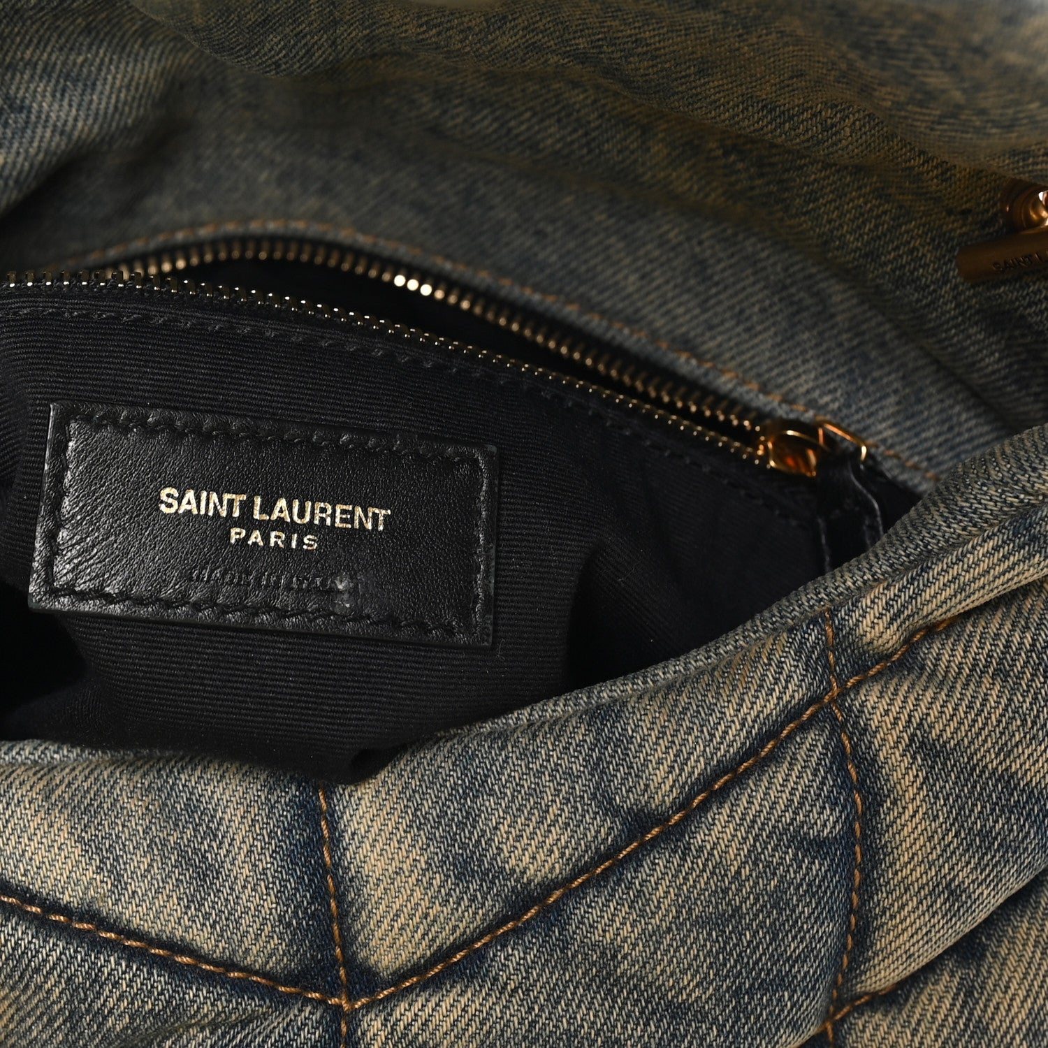 Saint Laurent Denim Quilted Small Loulou Puffer Monogram Chain Satchel Blue Cinnamon 5 of 9