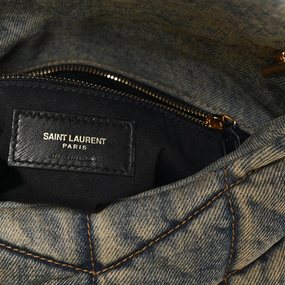 Saint Laurent Denim Quilted Small Loulou Puffer Monogram Chain Satchel Blue Cinnamon 5 of 9