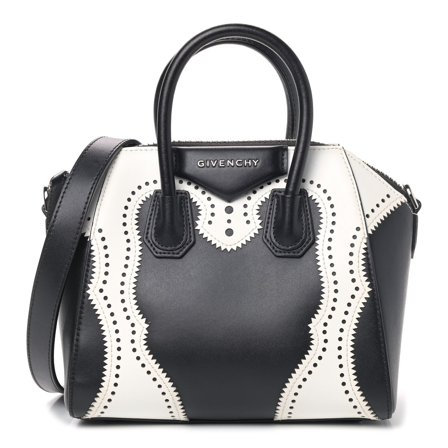 Givenchy Calfskin Brogue Mini Antigona Black White 1 of 4