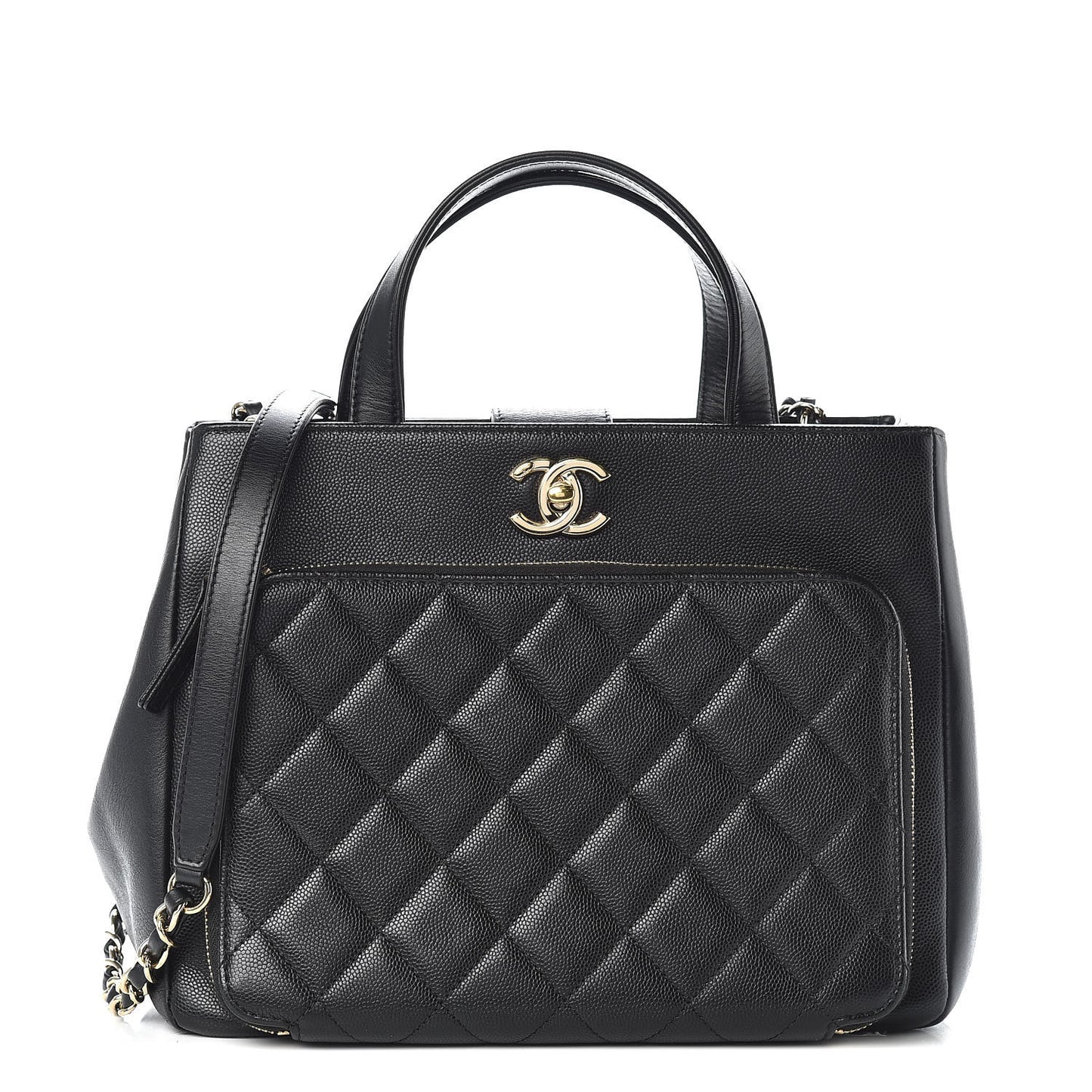 Caviar Quilted Small Business Affinity Shopping Bag Black