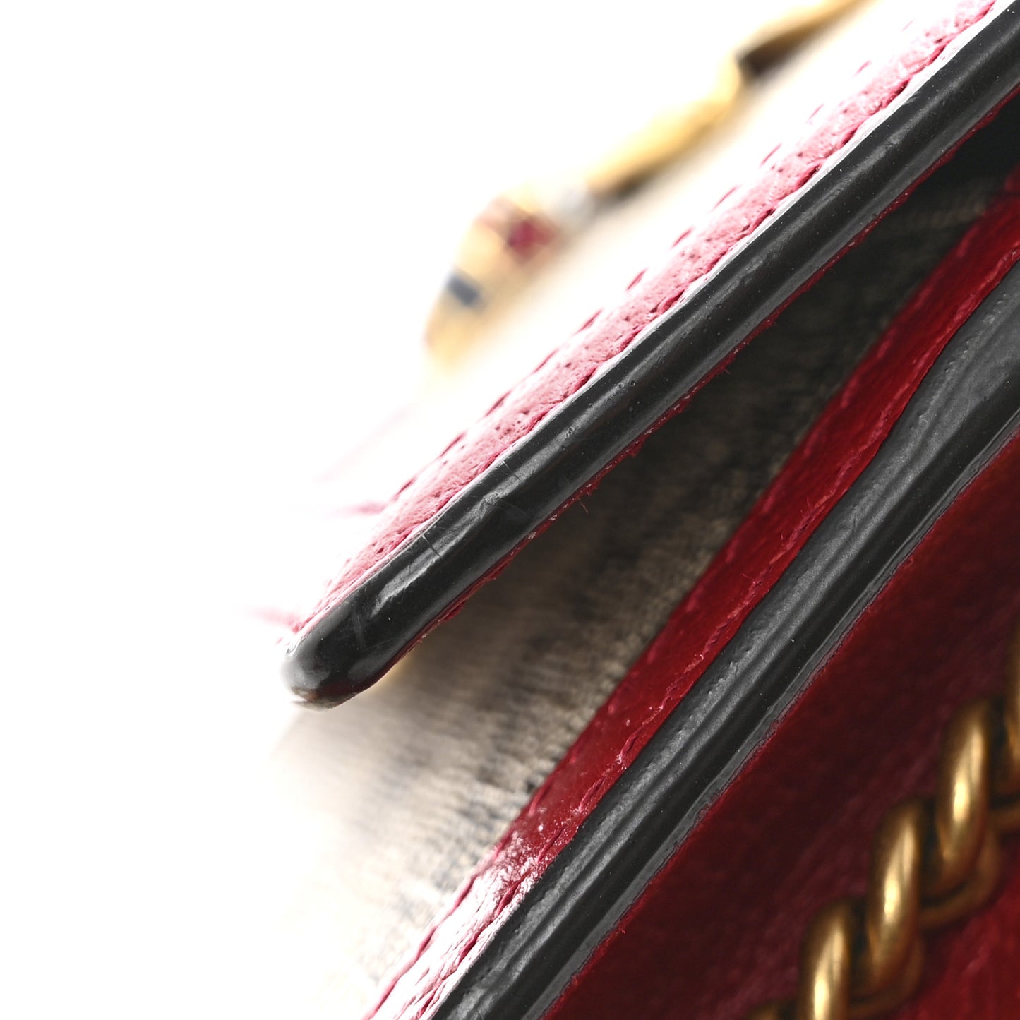 GG Supreme Monogram Web Queen Margaret Chain Wallet Red