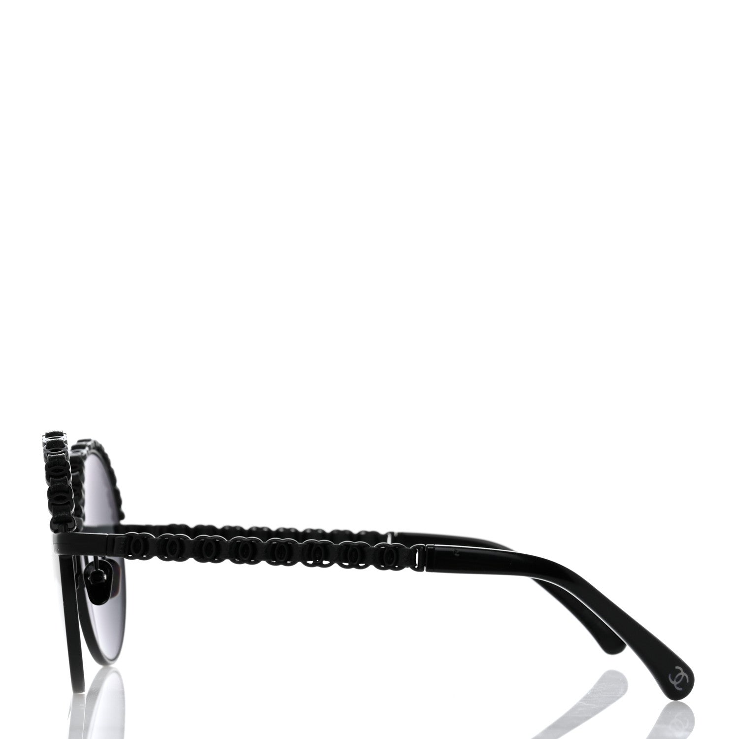 Chanel Metal Calfskin Round Chain Sunglasses 4265-Q Black 3 of 10