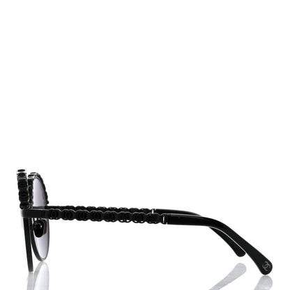Chanel Metal Calfskin Round Chain Sunglasses 4265-Q Black 3 of 10