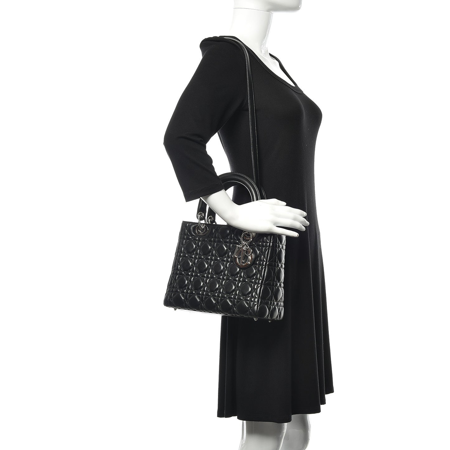 Lambskin Cannage Medium Lady Dior Black