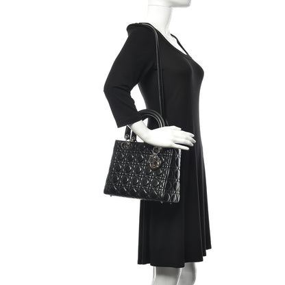 Christian Dior Lambskin Cannage Medium Lady Dior Black 2 of 8