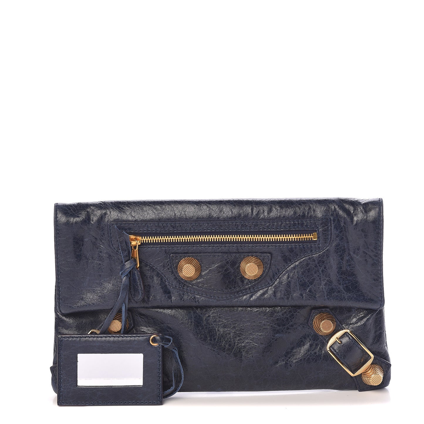 Agneau Giant 21 Gold Hardware Envelope Clutch Marine