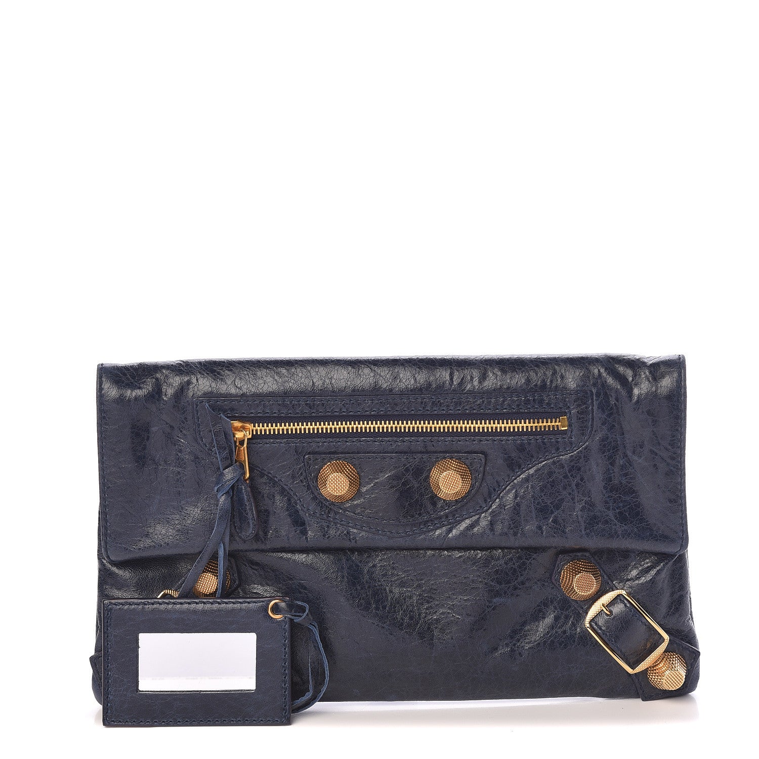 Balenciaga Agneau Giant 21 Gold Hardware Envelope Clutch Marine 1 of 7