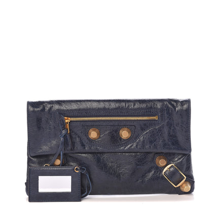 Balenciaga Agneau Giant 21 Gold Hardware Envelope Clutch Marine 1 of 7