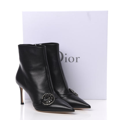 Christian Dior Lambskin Studded Buckle Ankle Boots 38.5 Black 9 of 9