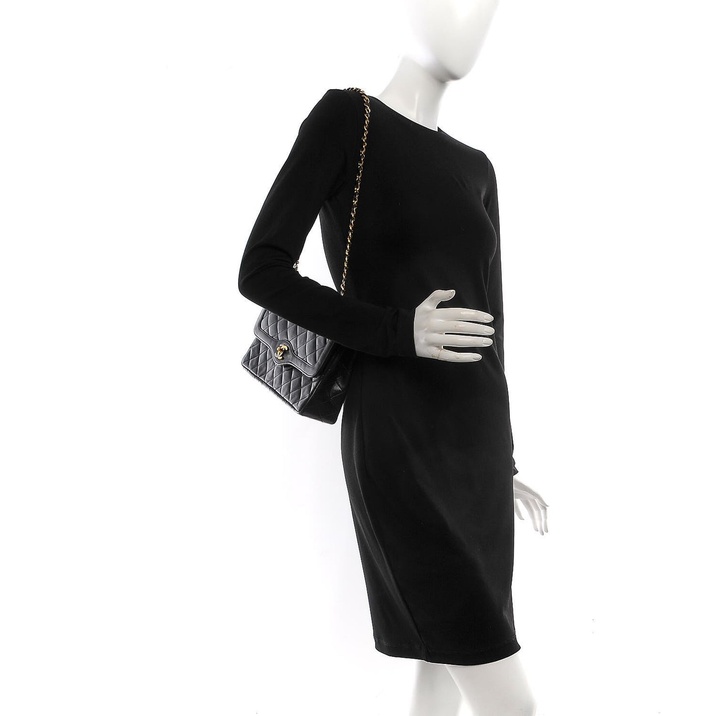 Lambskin Quilted Medium Double Flap Black
