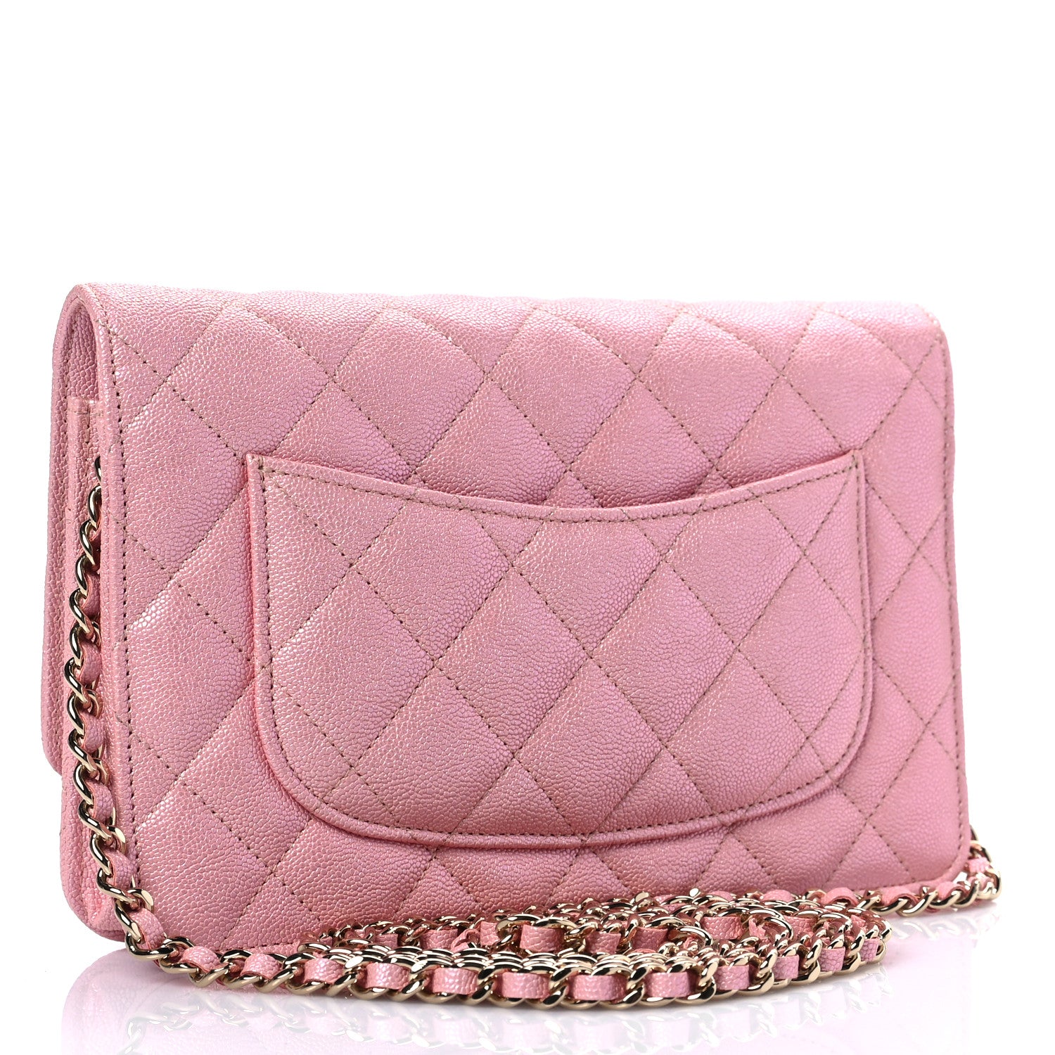 Chanel Iridescent Caviar Quilted Wallet on Chain WOC Rose Pink 2 of 8