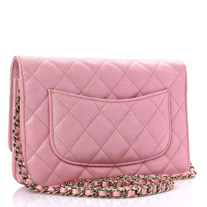 Chanel Iridescent Caviar Quilted Wallet on Chain WOC Rose Pink 2 of 8