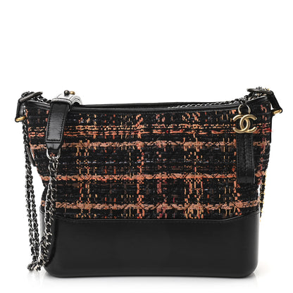 Chanel Tweed Calfskin Medium Gabrielle Hobo Black Brown 1 of 11