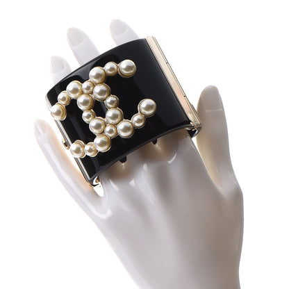 Chanel Resin Pearl CC Cuff Black 2 of 7