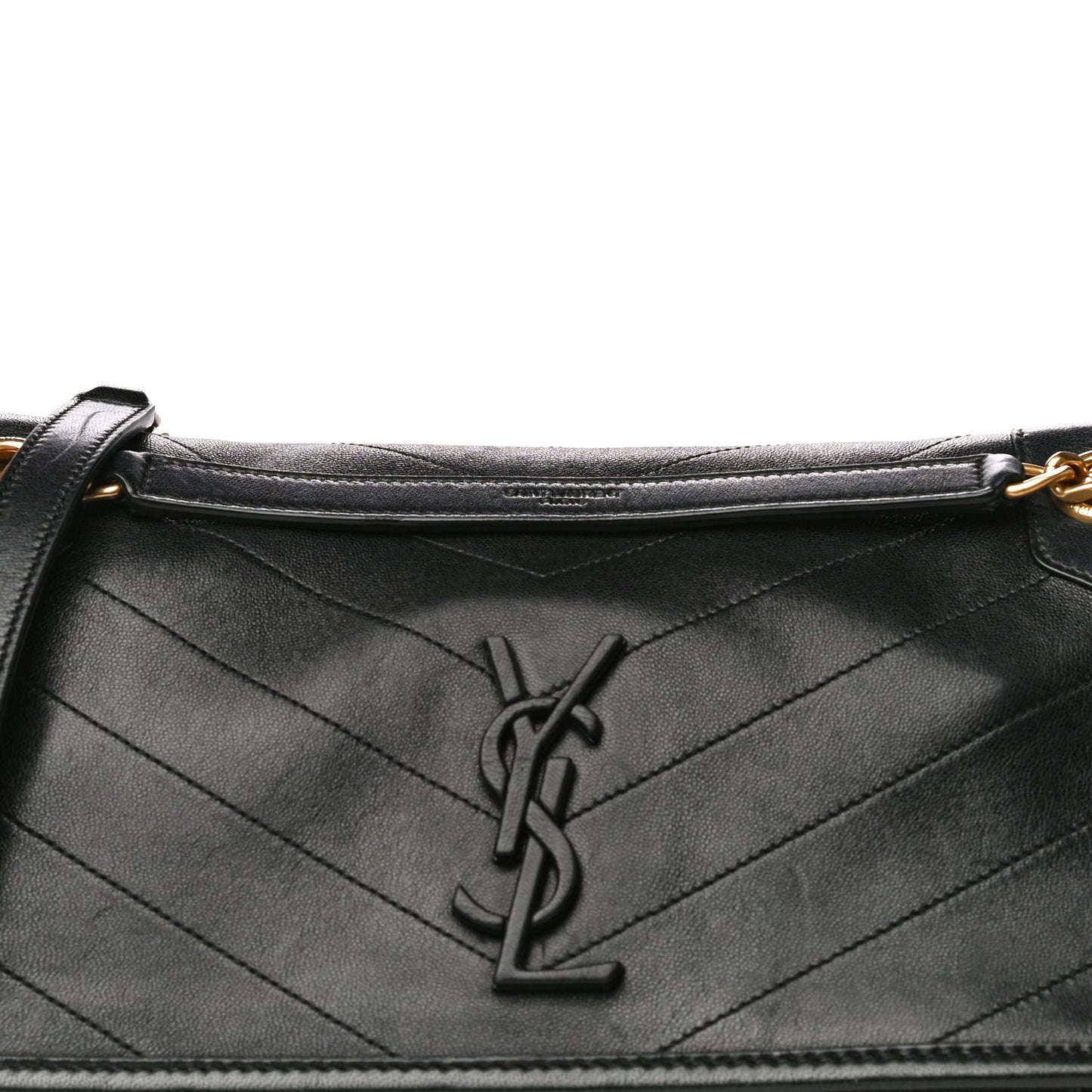 Lambskin Matelasse Monogram Medium Niki Chain Satchel Black