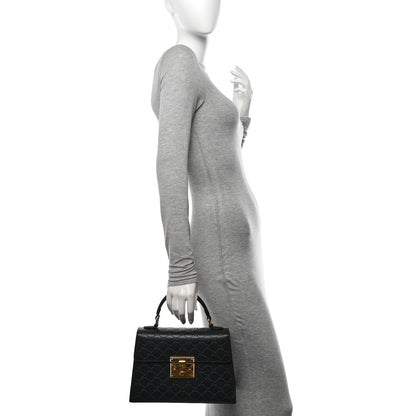 Gucci Guccissima Signature Small Padlock Top Handle Bag Black 2 of 12