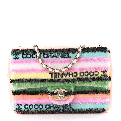 Chanel Sequin Logo Single Flap White Multicolor 1 of 12