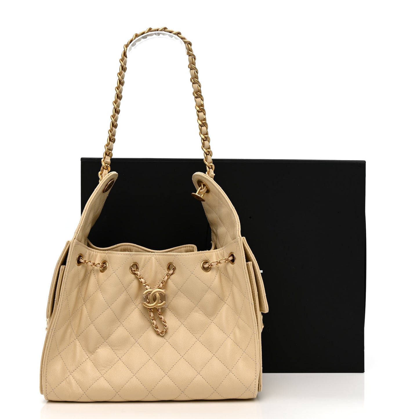 Caviar Quilted Small Chanel 25 Handbag Light Beige
