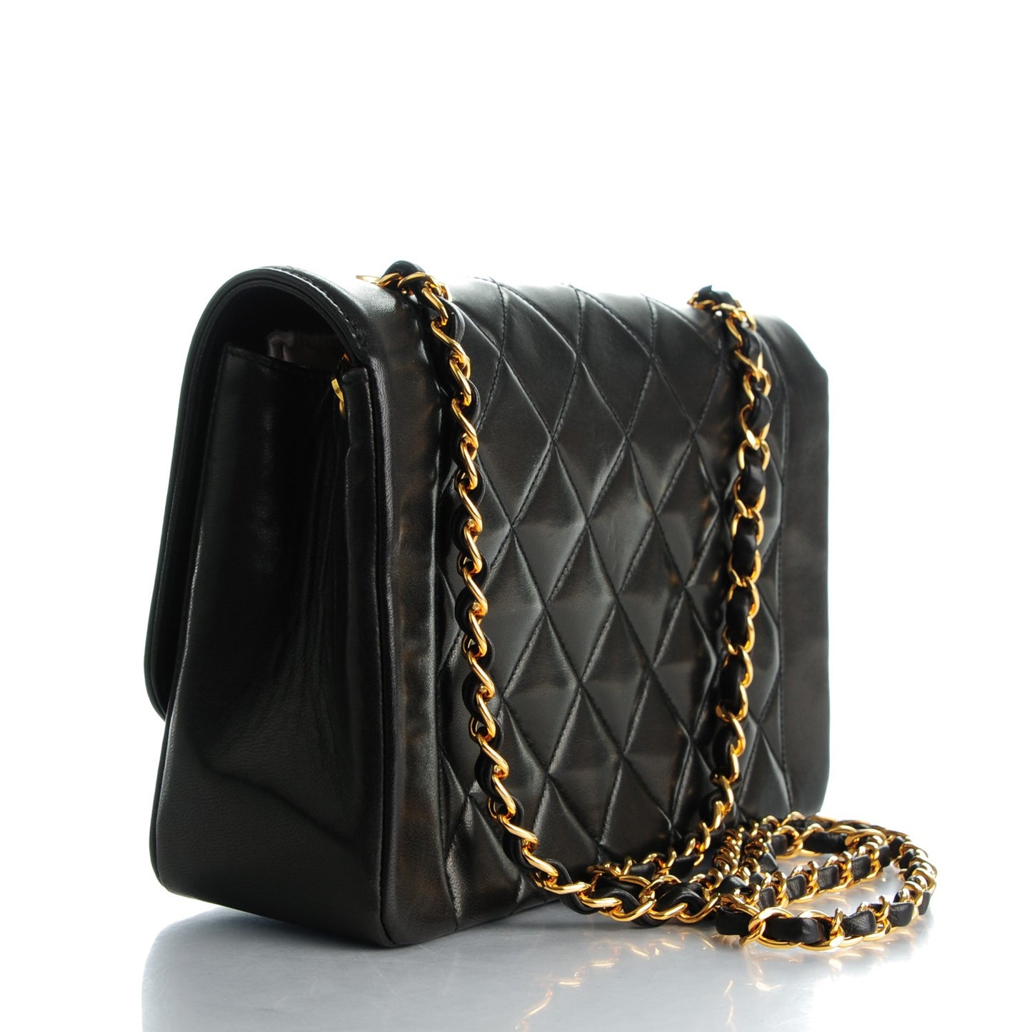Lambskin Medium Single Flap Black