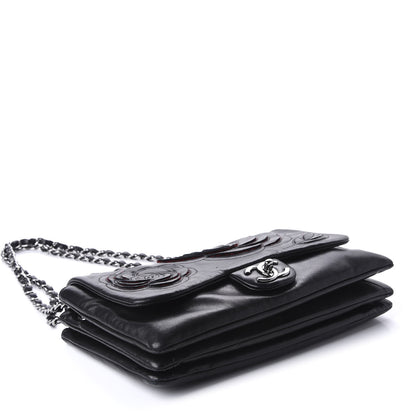 Chanel Lambskin Tweed Large Camellia Petals Flap Black 4 of 10