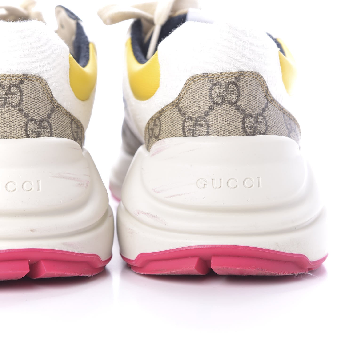 Gucci GG Supreme Monogram Mix Monogram Mens Rhyton Sneakers 9 London Blue Beige Sun Yellow 6 of 12