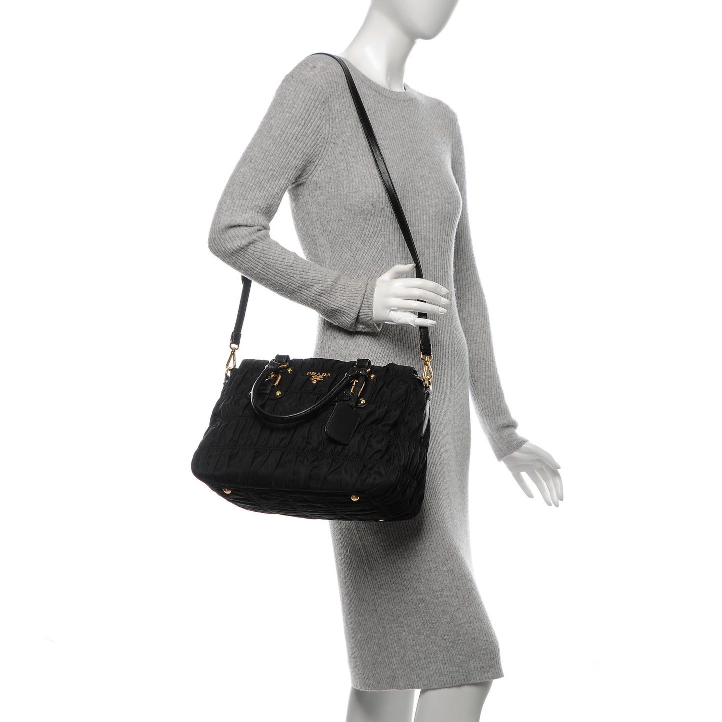 Tessuto Nylon Gaufre Tote Nero Black